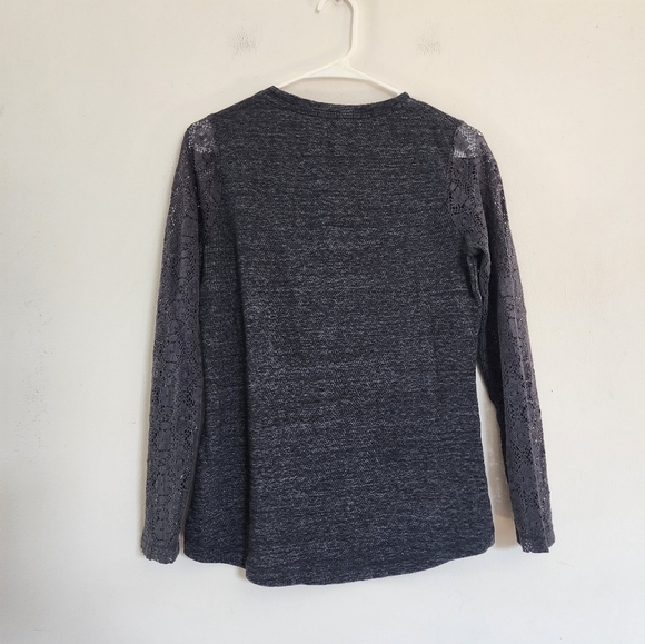 PrAna Darla Top Lace Long-Sleeve in Gray size Small Organic Cotton Blend - Picture 3 of 7